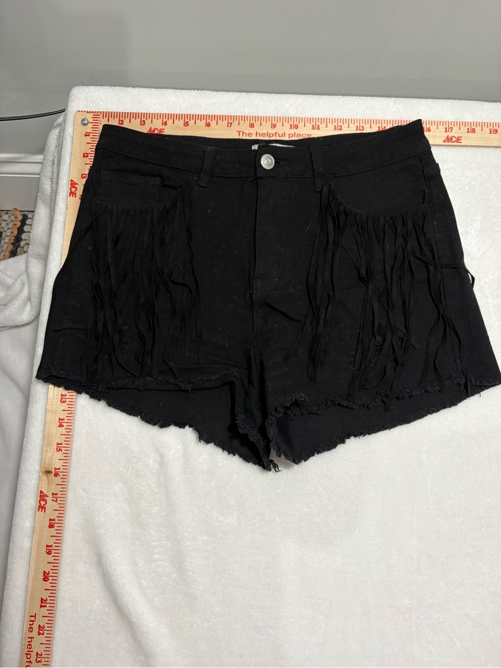 Altar’d State Black Fringe Denim Women’s Shorts